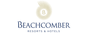 Das Logo von Beachcomber Resorts & Hotels mit einem stilisierten Sonnenstrahlen-Motiv, bei dem der Buchstabe B über dem Firmennamen in blauer Schrift zu sehen ist, steht für die Verbindung des Unternehmens mit der „Golf and Travel Trophy“.